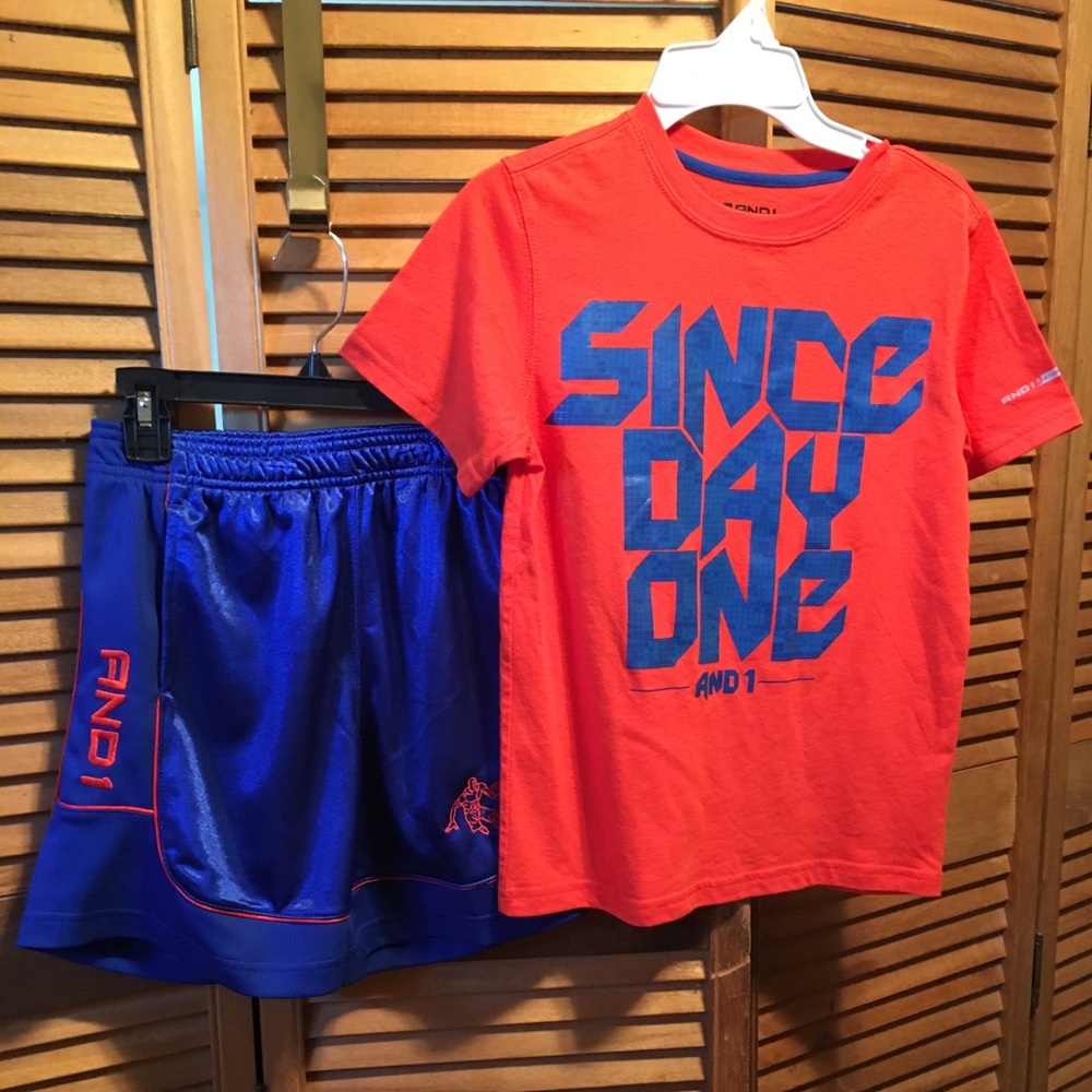 AND1 Orange and Blue Shirt & Shorts Set